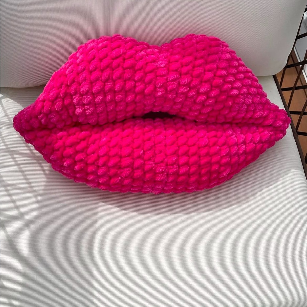 Plush Pink Lip-Shaped Pillow
